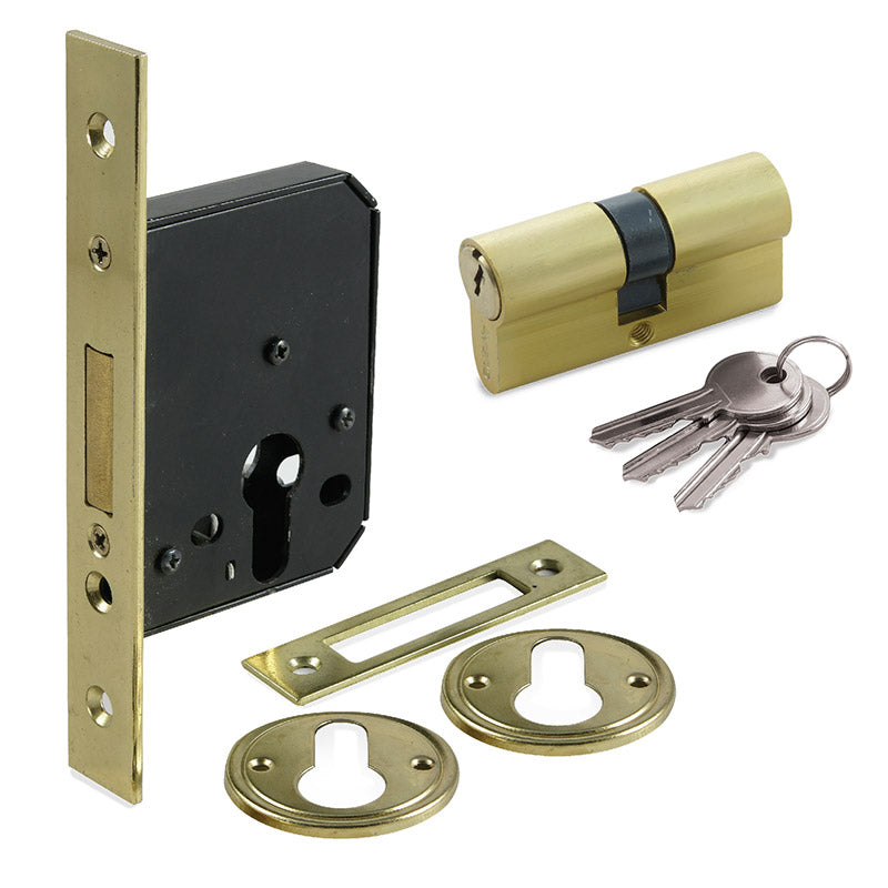 Kaufmann Deadlock & Cylinder 40 Mm Brass Plated