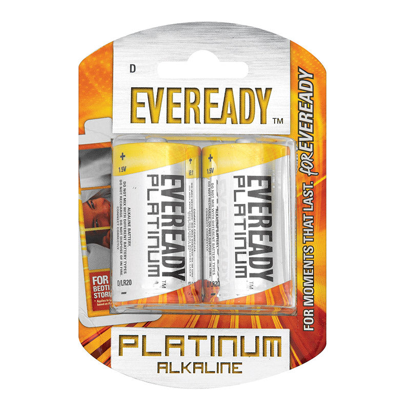 Eveready Battery Platinum Alkaline D 2 Pack