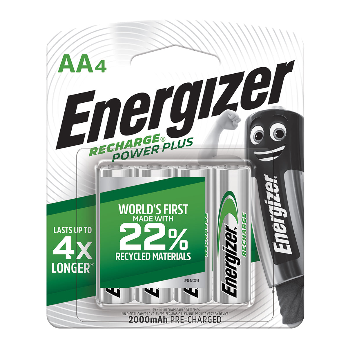Energizer Battery Rechar Powerplus Aa 2000 Mah 4 P