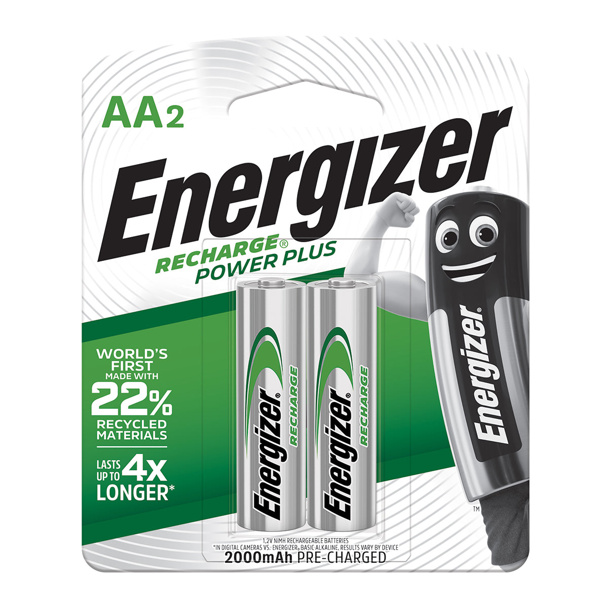Energizer Battery Rechar Powerplus Aa 2000 Mah 2 P