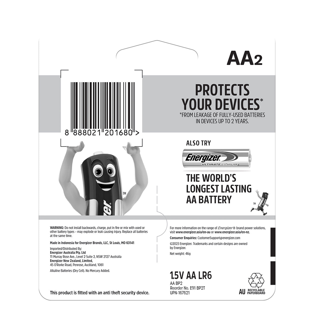 Energizer Battery Max Aa 2 Pack