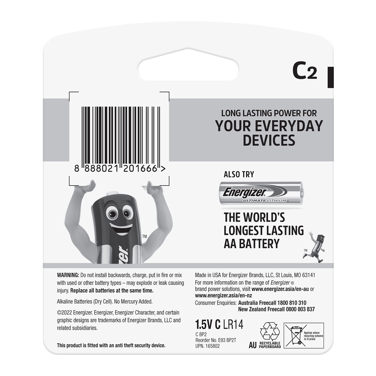 Energizer Battery Max C 2 Pack