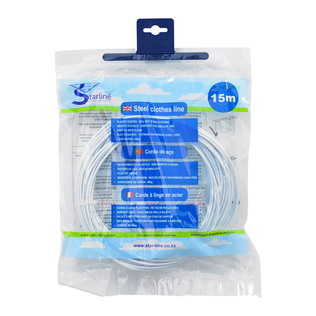 Starline Washing Line Steel Plast Coated 3 Mmx15 M