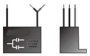 Capacitor C/Fan 0.15u F+1.2u F 450 Vac Mac0.15 Mf+1.2 Mf450 Vk