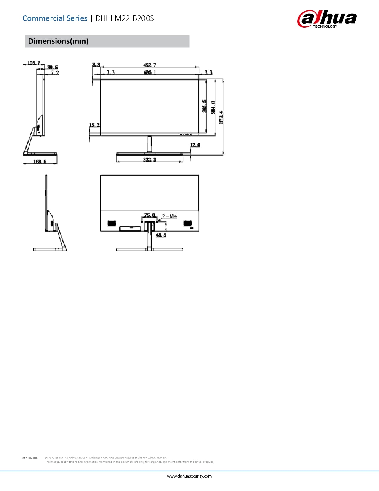 22"LED Monitor - Wall Mount table EXCL Bracket