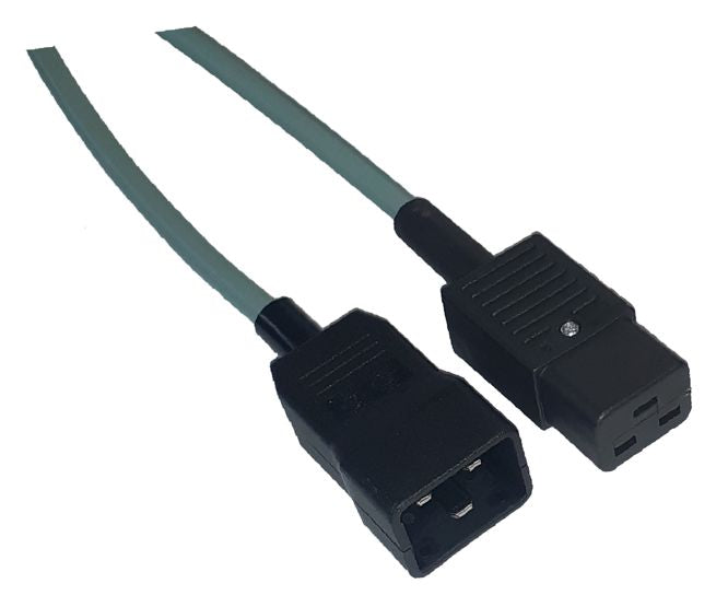 Cable C19 Socket To C20 Plug Unmoulded Iec Lead Grey 1.2m Pc Maec19 C20153 Gy1.2