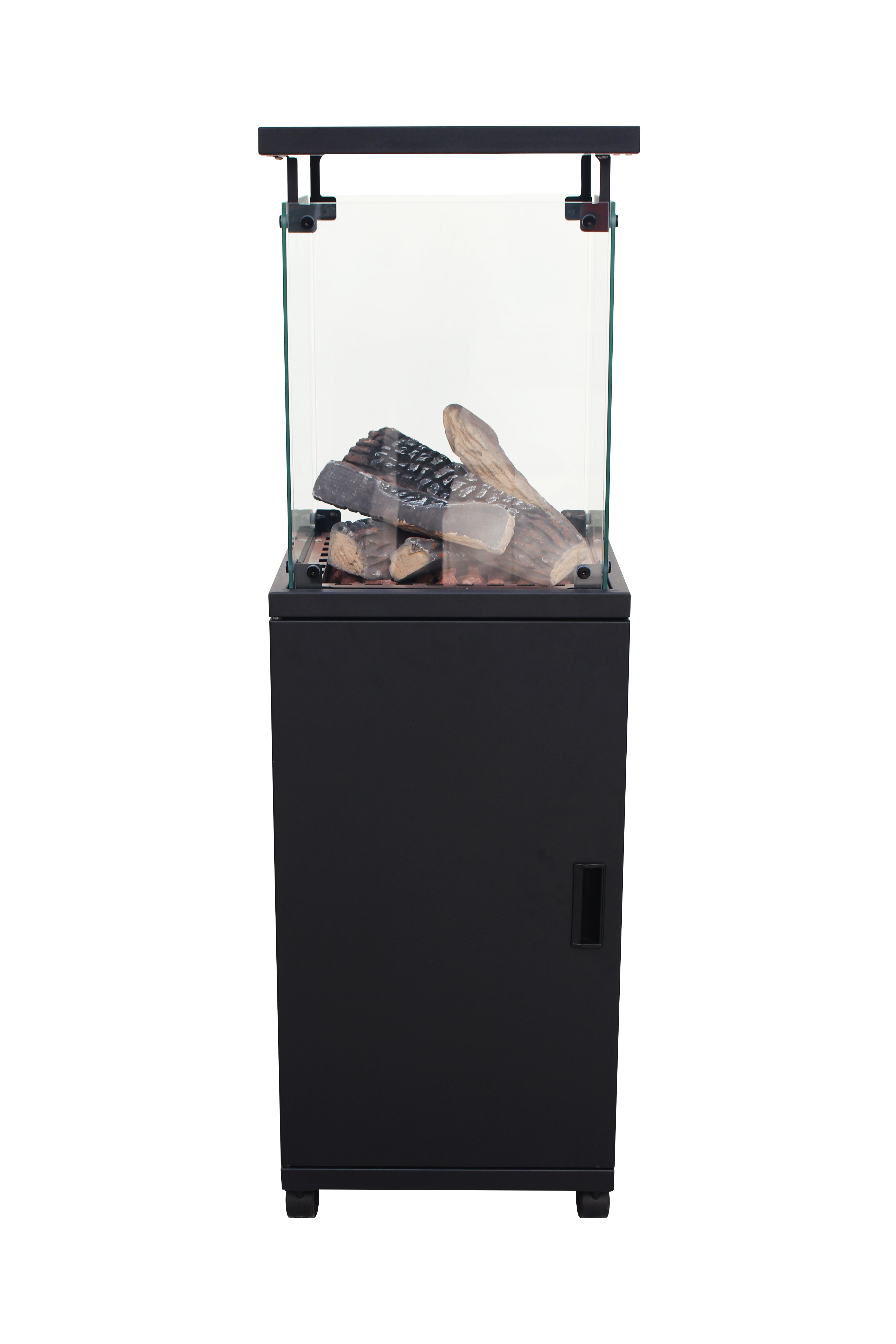 Short Stand Gas Patio Heater Ceramic Log Style