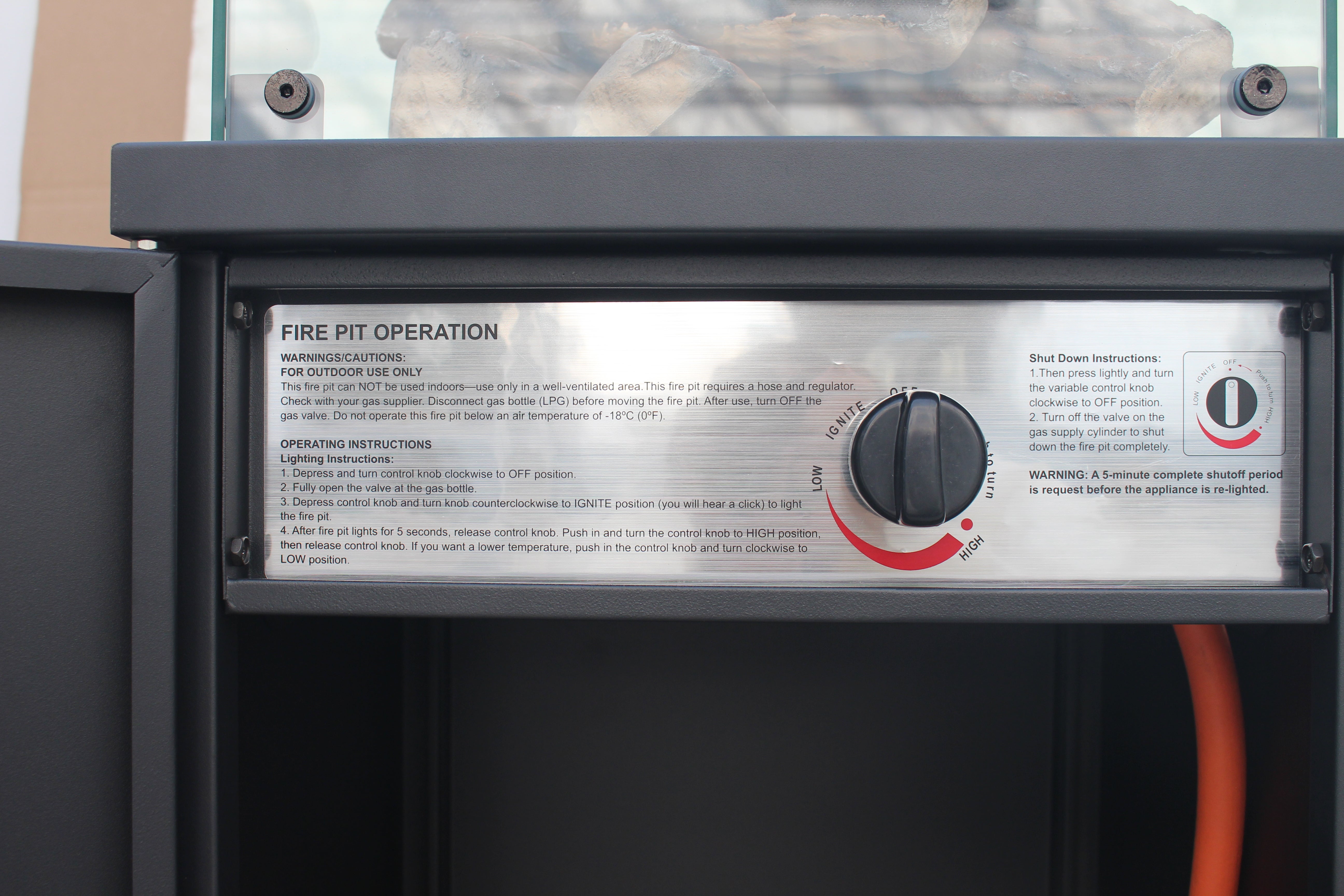 Short Stand Gas Patio Heater Ceramic Log Style