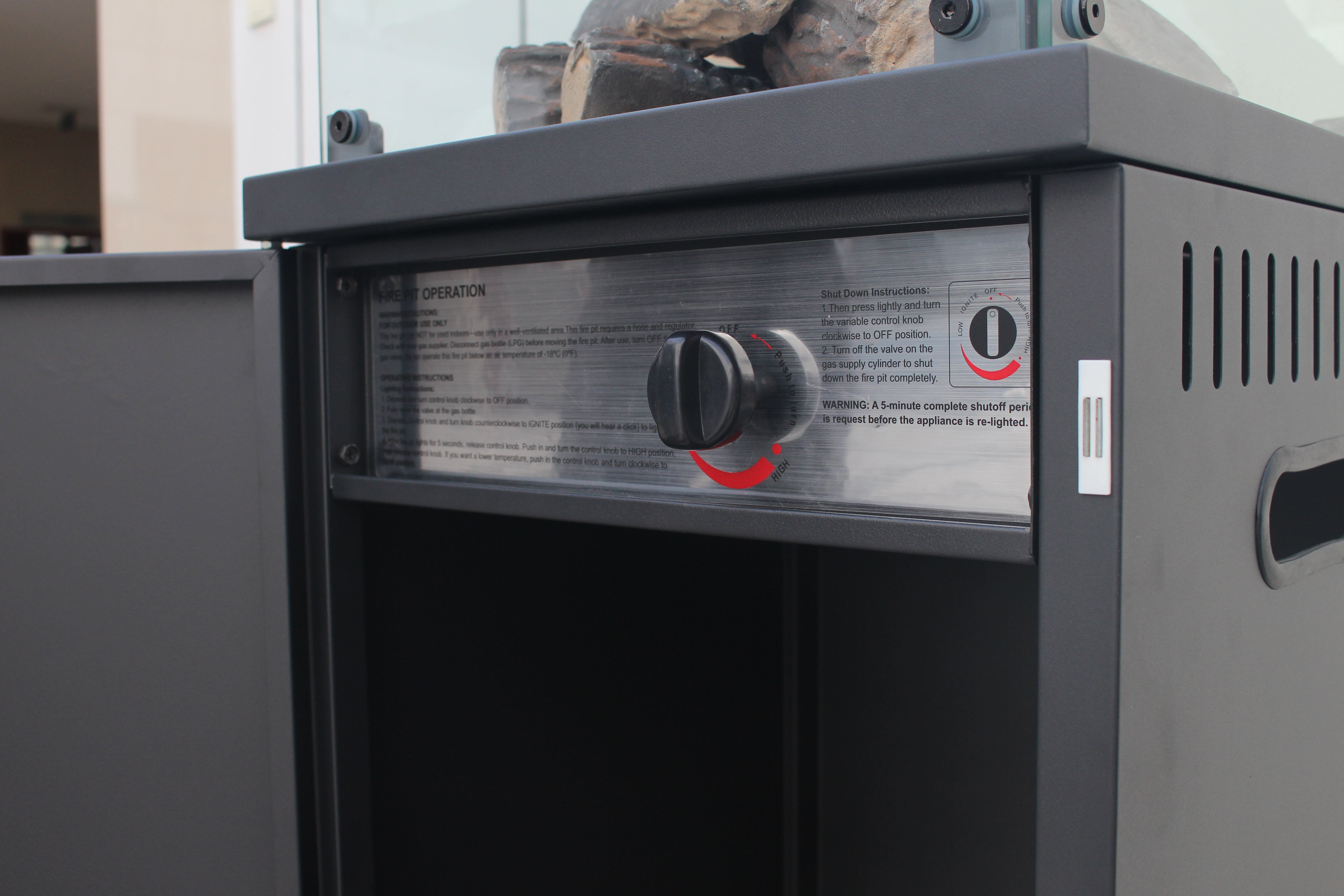 Short Stand Gas Patio Heater Ceramic Log Style