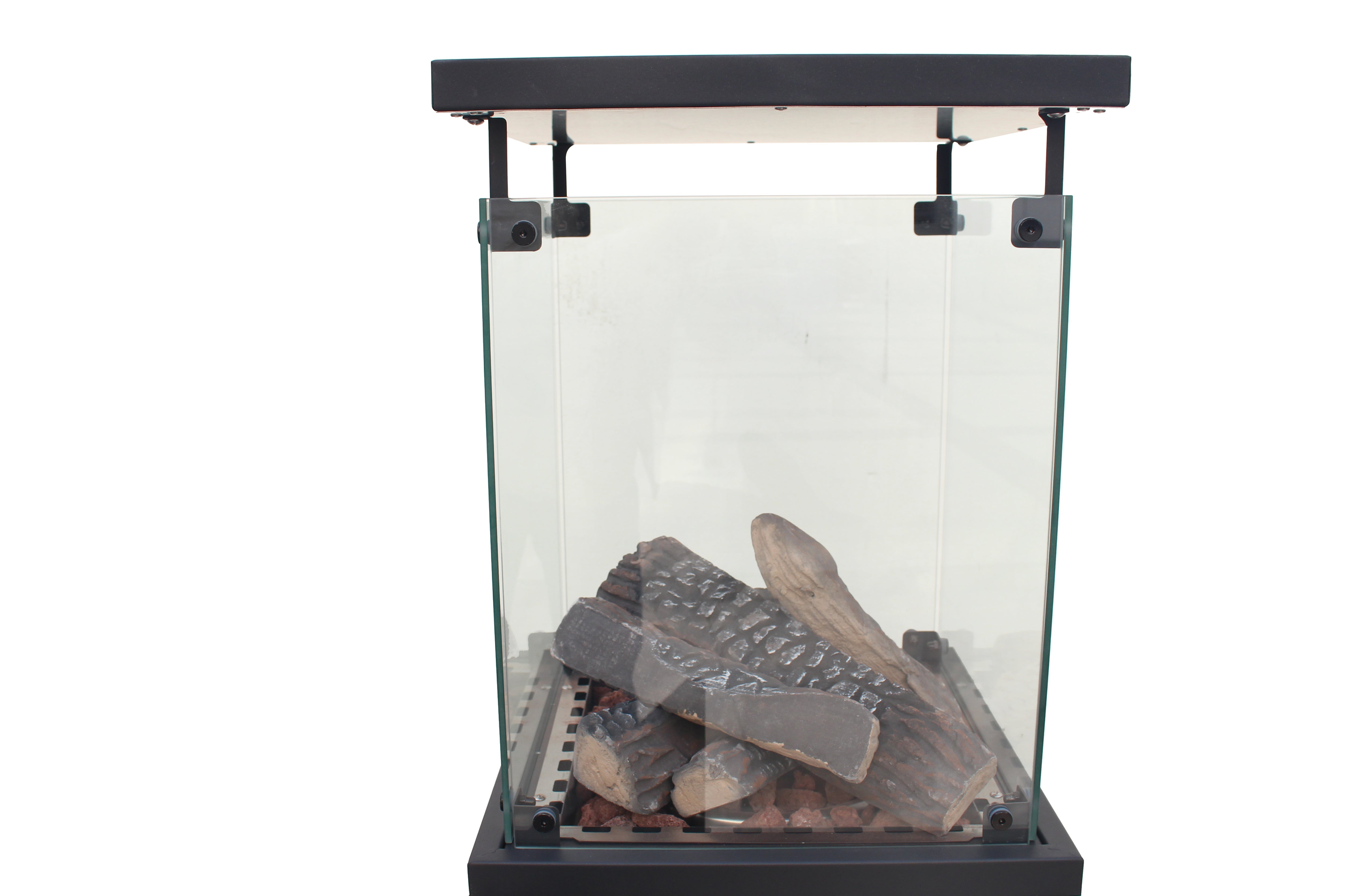 Short Stand Gas Patio Heater Ceramic Log Style