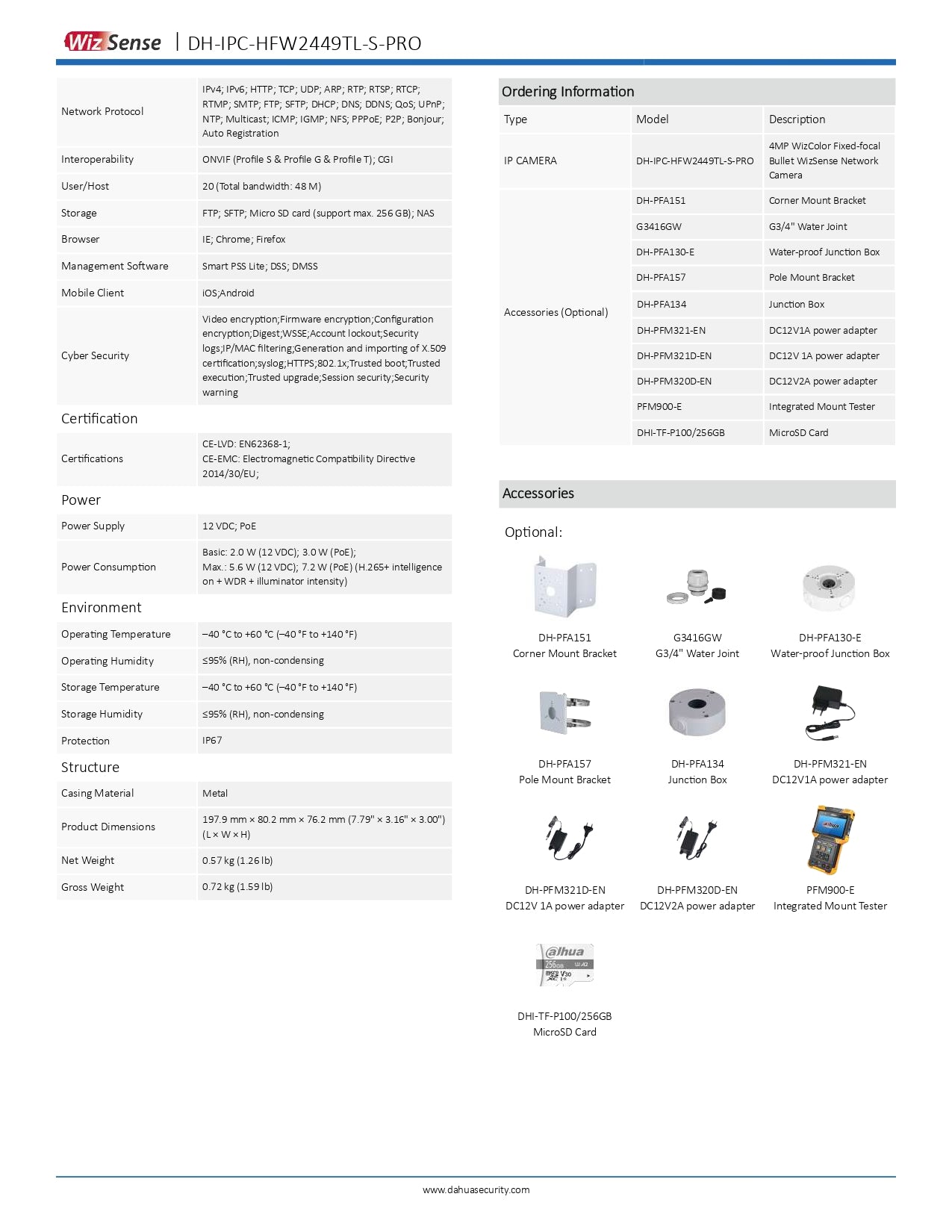 Dahua Cylindrical 4MP 20M IR 2.8MM POE