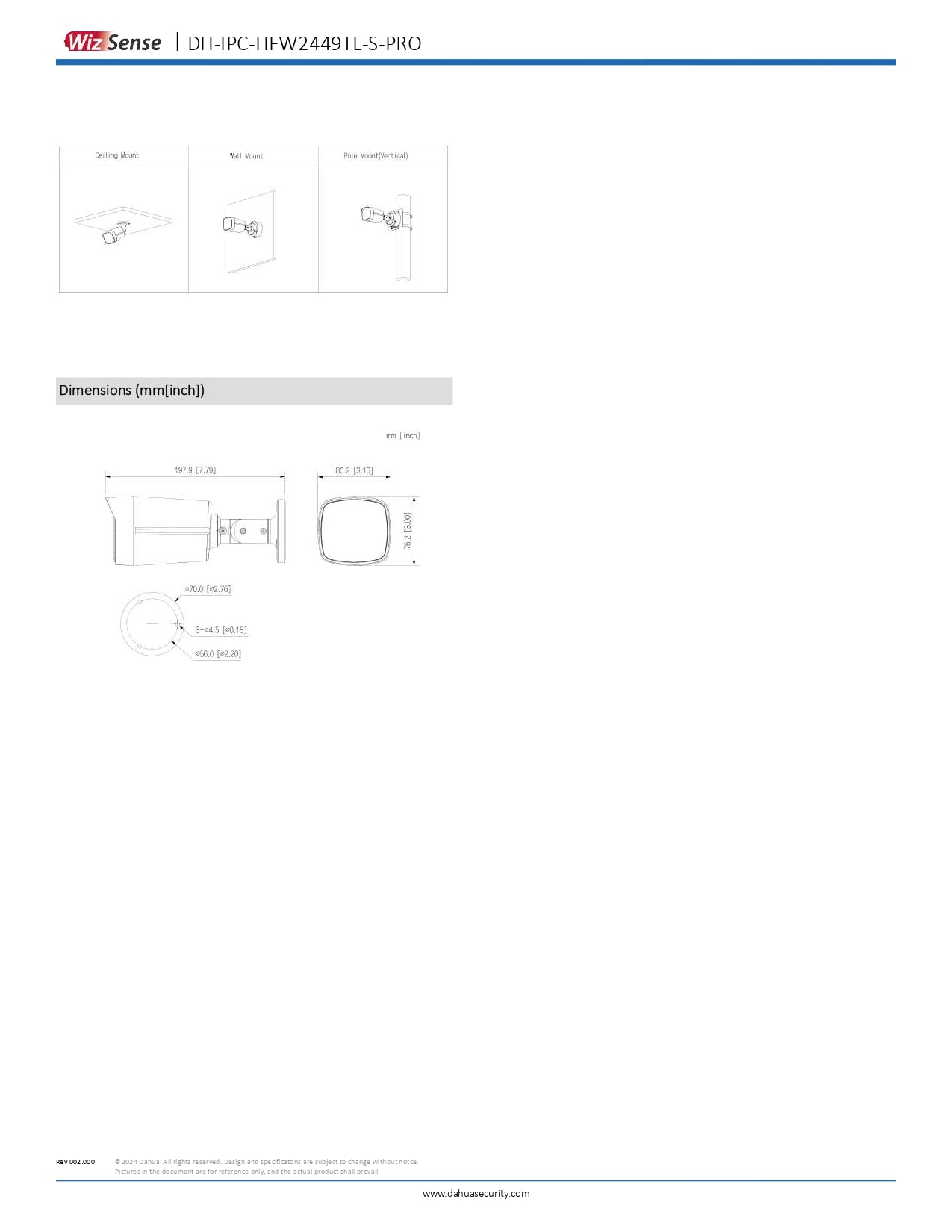 Dahua Cylindrical 4MP 20M IR 2.8MM POE