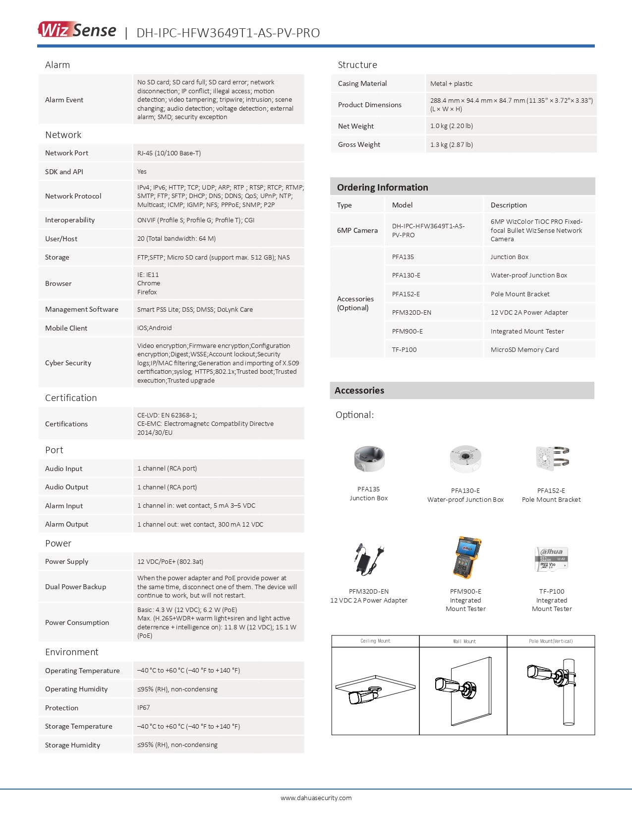 Dahua TOIC Cylindrical 6MP 50M IR 2.8MM W/Audio W/Sense