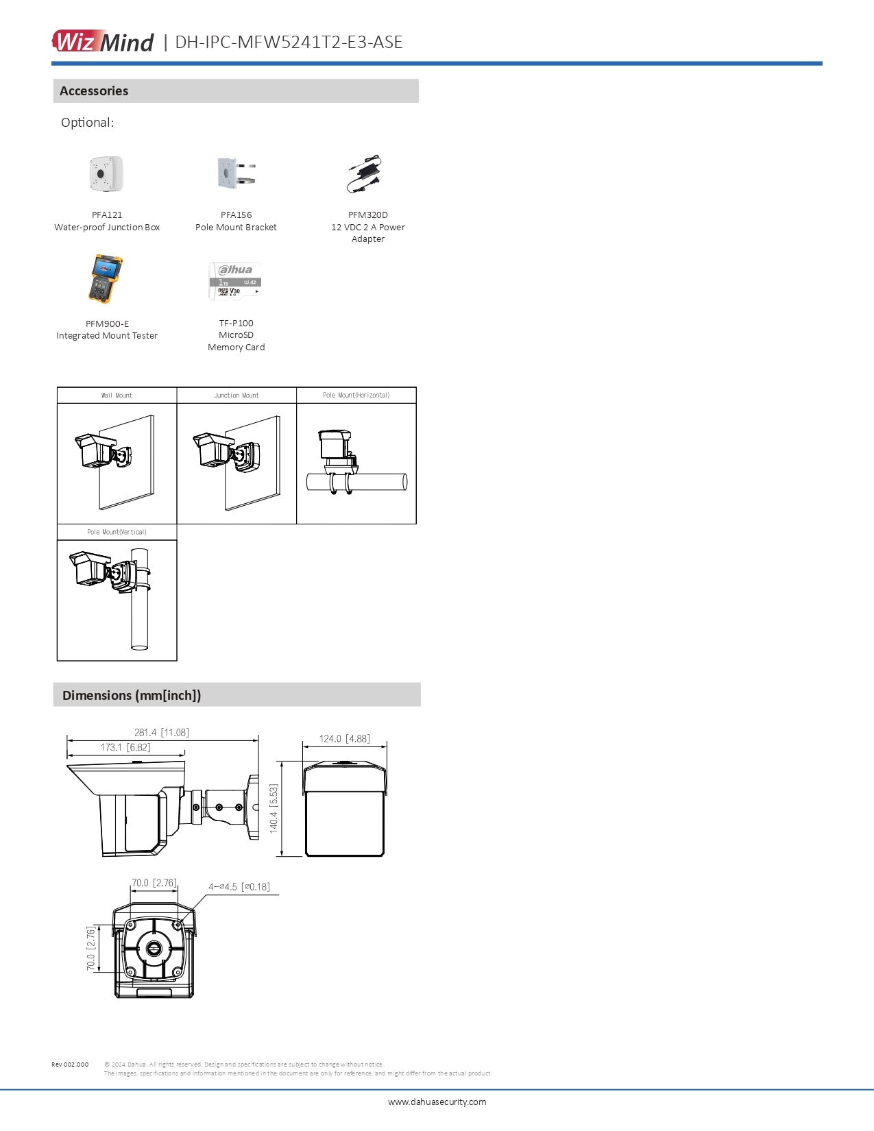 Dahua Cylindrical 2MP 3 LENS – 3.6/12/25MM 100M IR POE SD SLOT VCA W/Audio