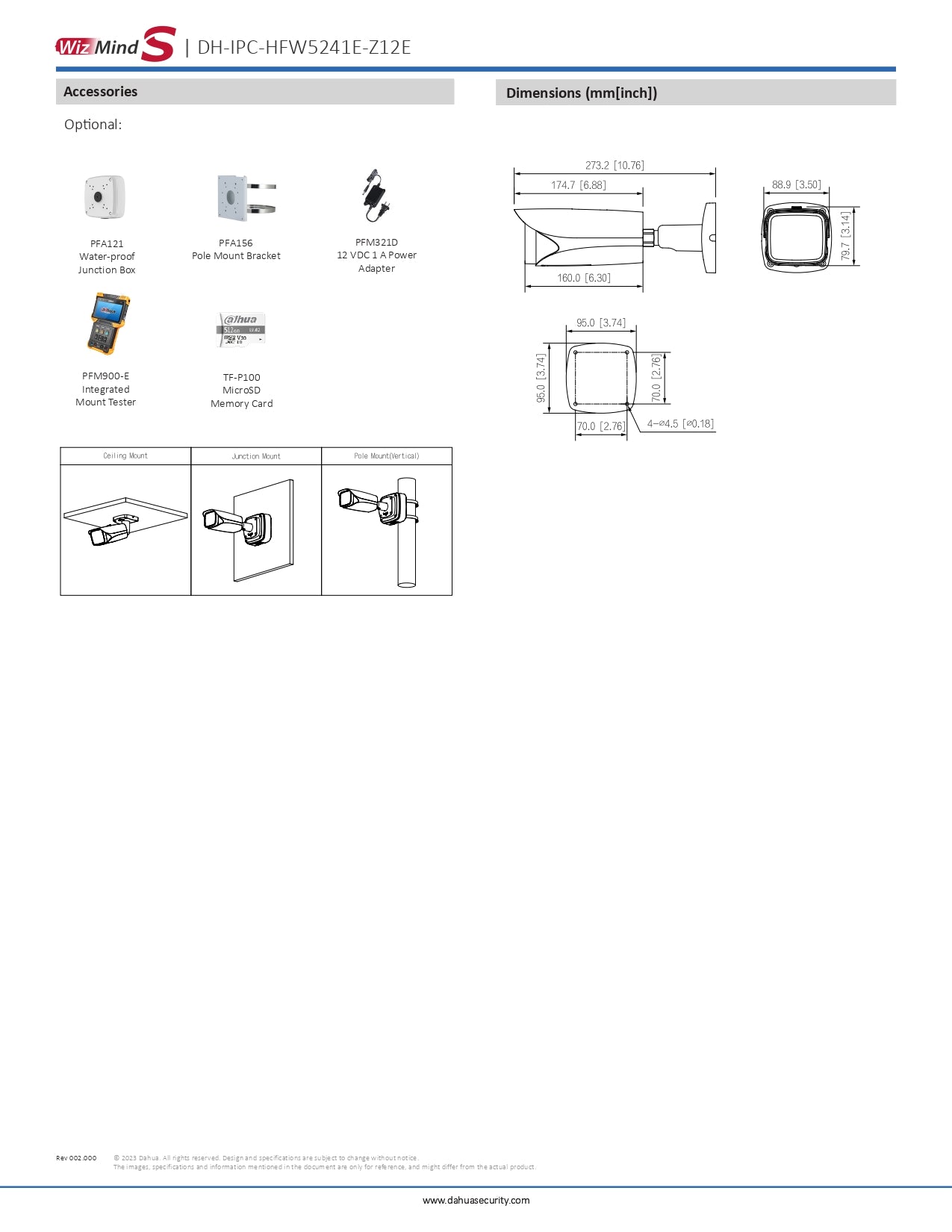 Dahua Cylindrical 2MP 5-60MM Moto Lens 150M IR POE SD Slot VCA W/Audio