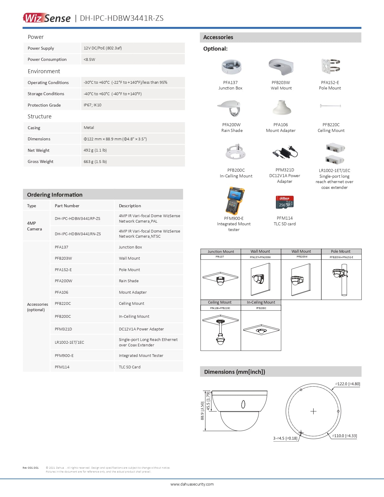 Dahua Dome 4MP 2.7-12MM MOTO LENS 30M IR POE SD SLOT WDR (Copy)