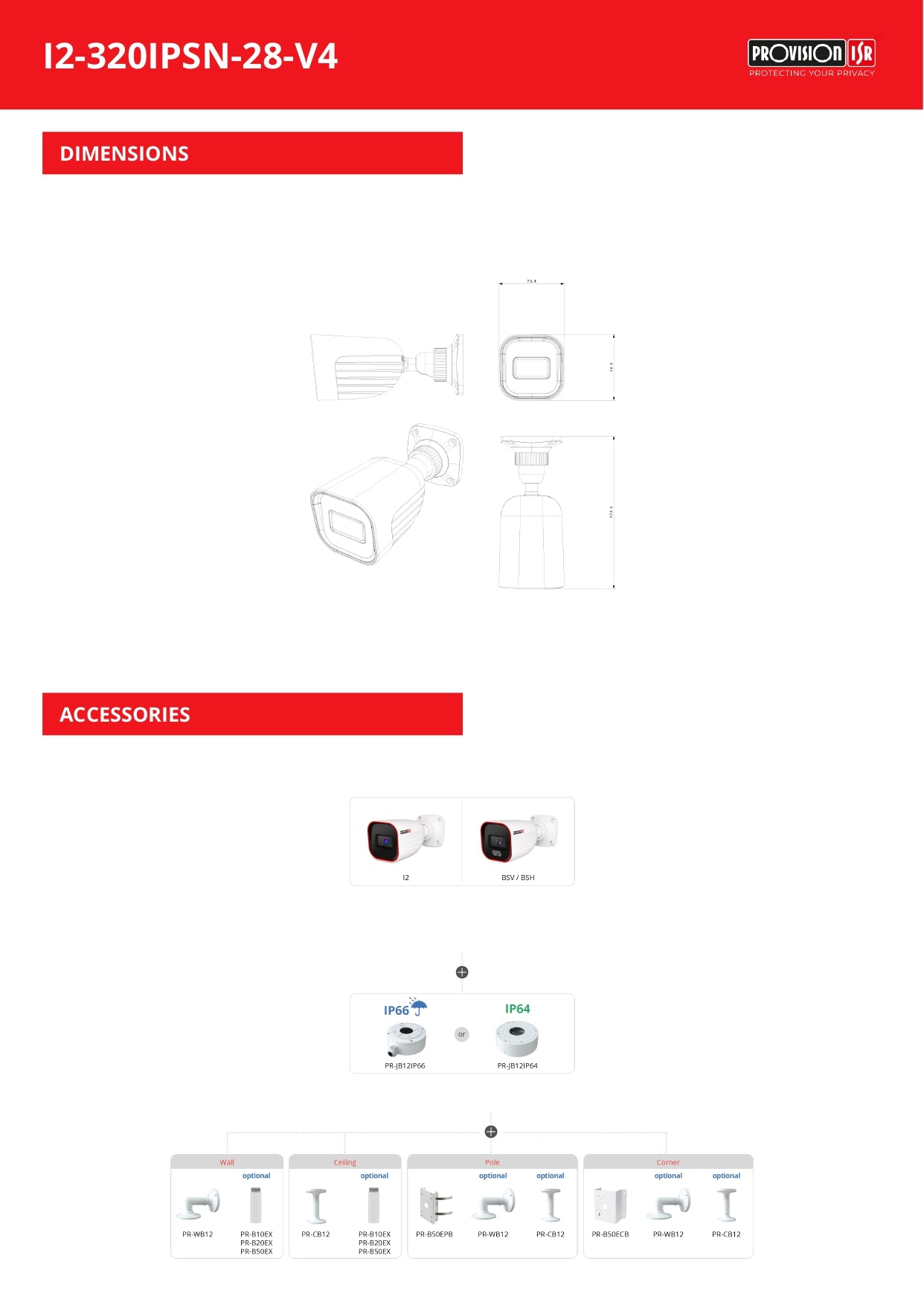 Provision Bullet 2.8MM 2MP 20M IR 1 LED POE Audio