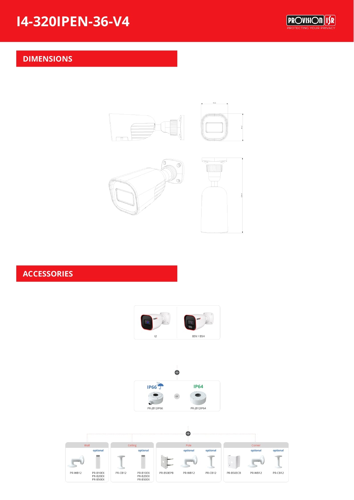 Provision Bullet Eye Sight 3.6MM 2MP 40M IR 2 LED Face Detection