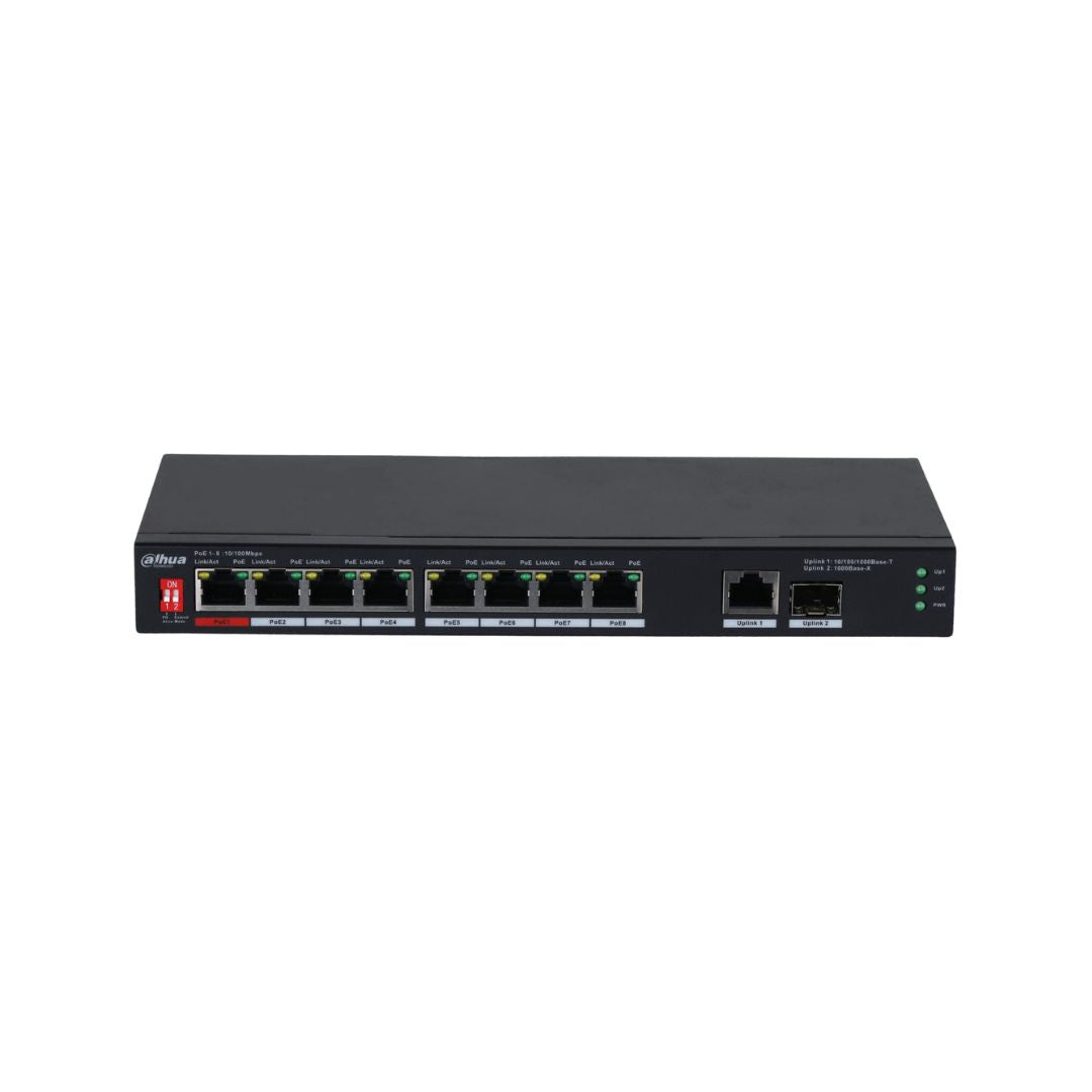 Dahua Gigabit Cloud Managed Switch 10 Port : 8X POE, 2X SFP, 2X Uplink 96W