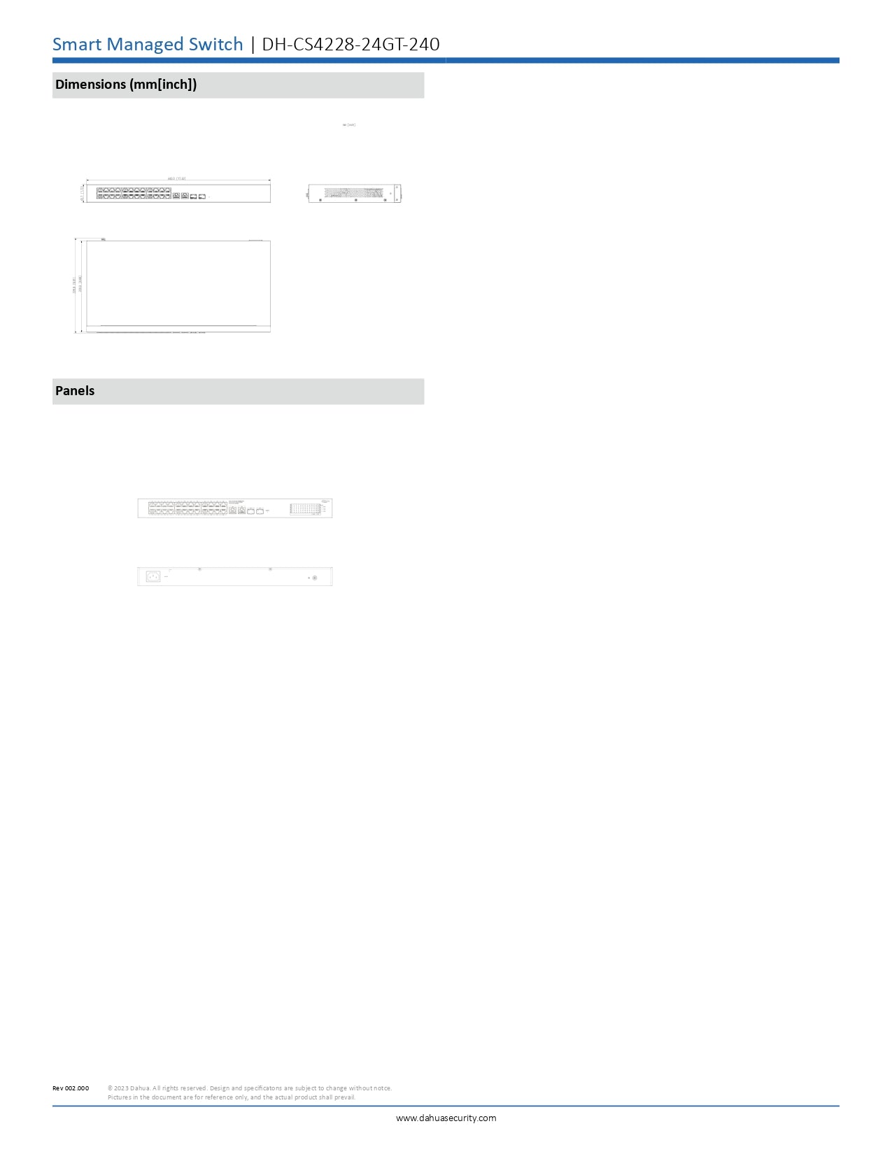 Dahua Gigabit Cloud Managed Switch 28 Port : 24X POE, 2X SFP, 2X Uplink, 240W