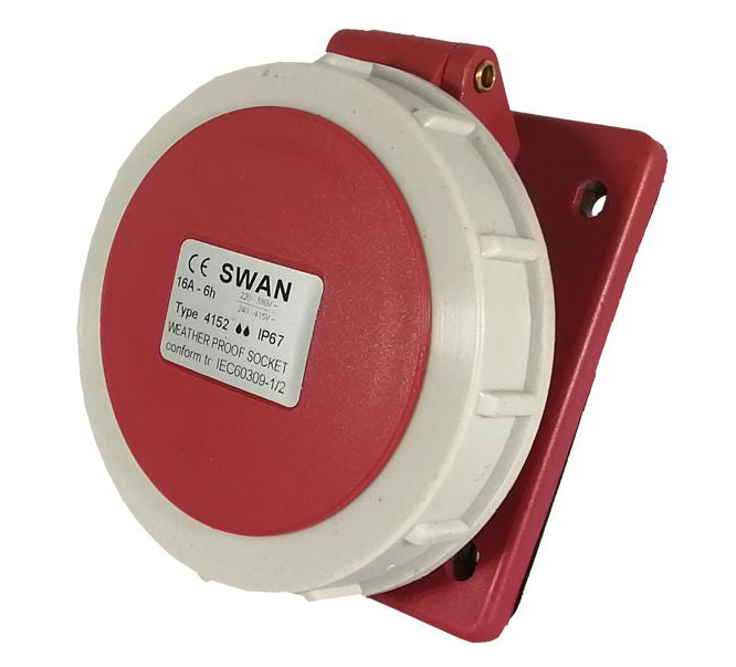 Socket Panel Sloping 16 A 3 P N E 380 V Ip67 Ips Ce 4152