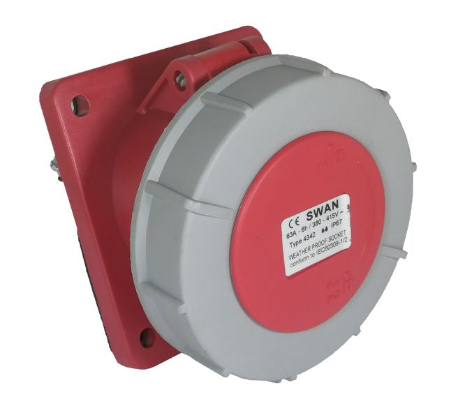 Socket Panel Sloping 63 A 3 P + E 380 V Ip67 4 W Ips Ce 4342