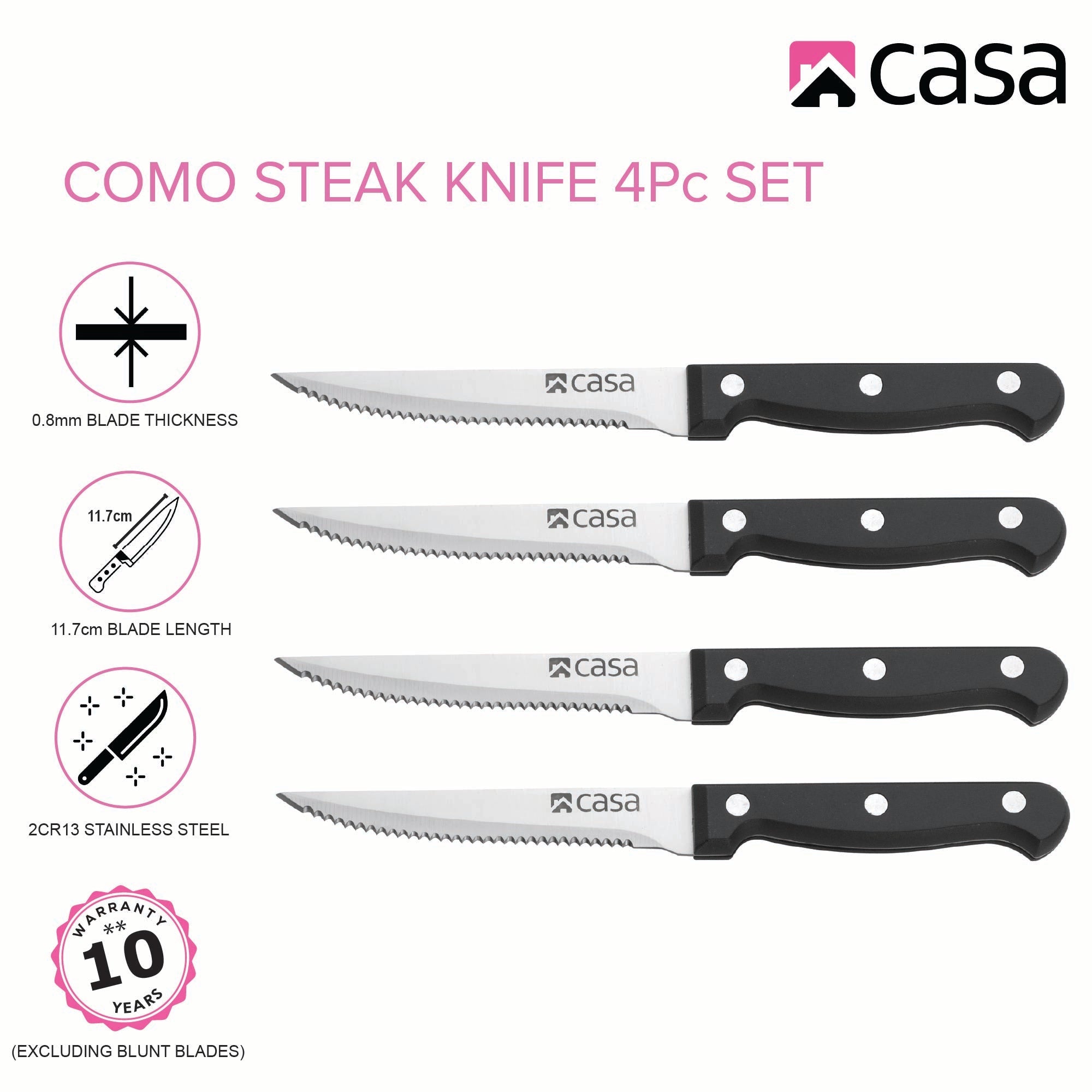 4 Pc Steak Knife Set Como