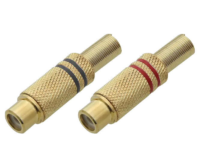 Set Rca Socket In Line Metal Gold Red & Black Jr3808 Red/Black