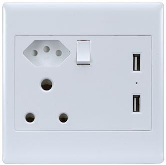 Slimline Wall Socket 126x126 With 2 X Usb Jz Za 002