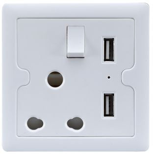 Single Wall Socket 86x86 With 2 X Usb Jz Za 003