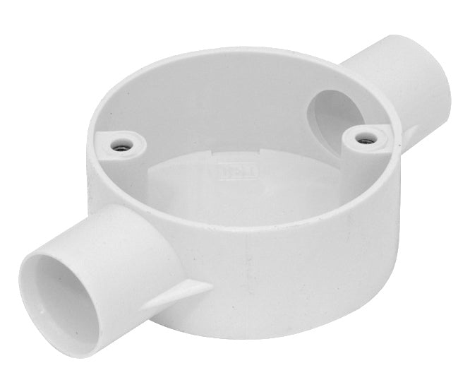 20mm Rnd Pvc Conduit Box 2 W 180 Deg Type K0000092