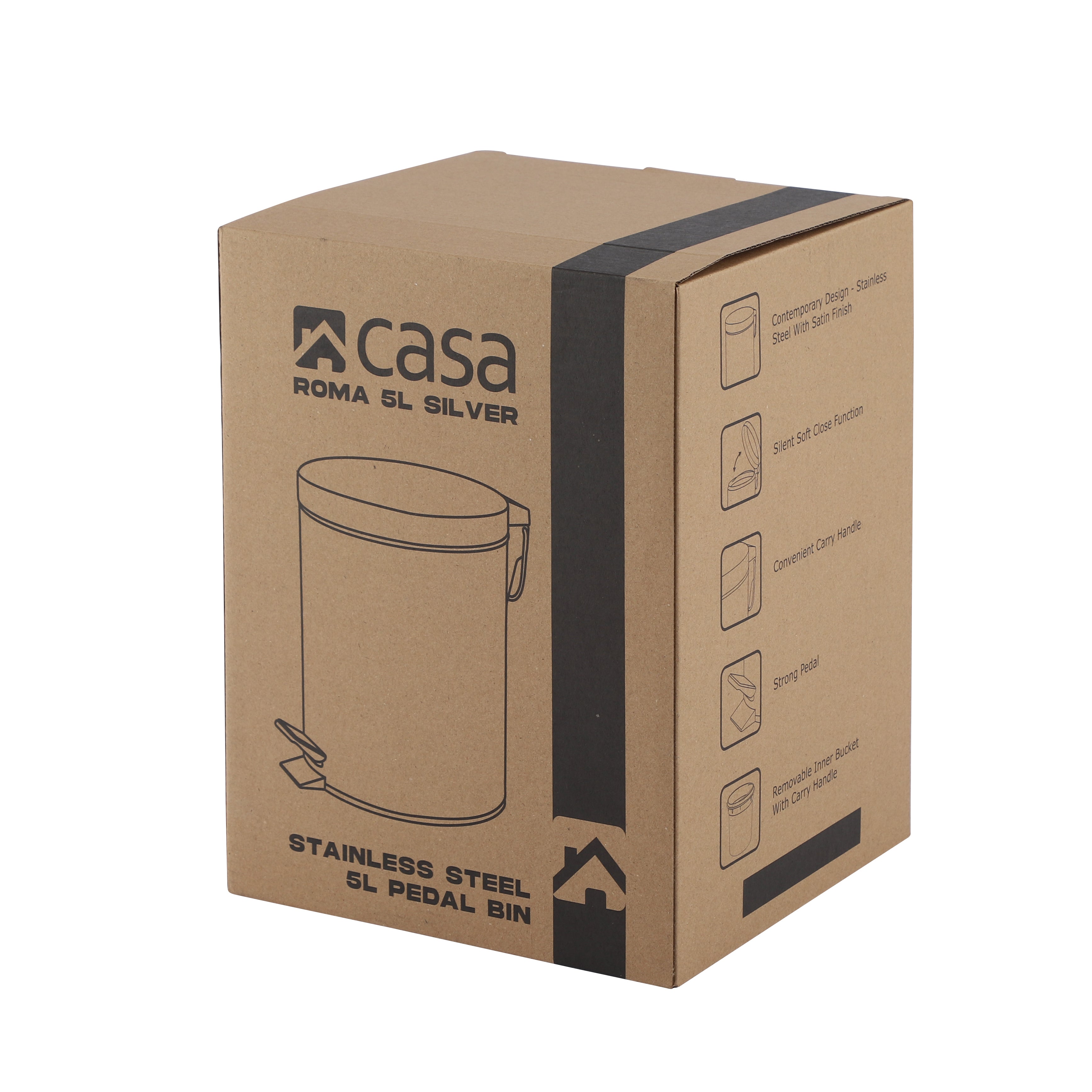 5 L Steel Pedal Bin Roma