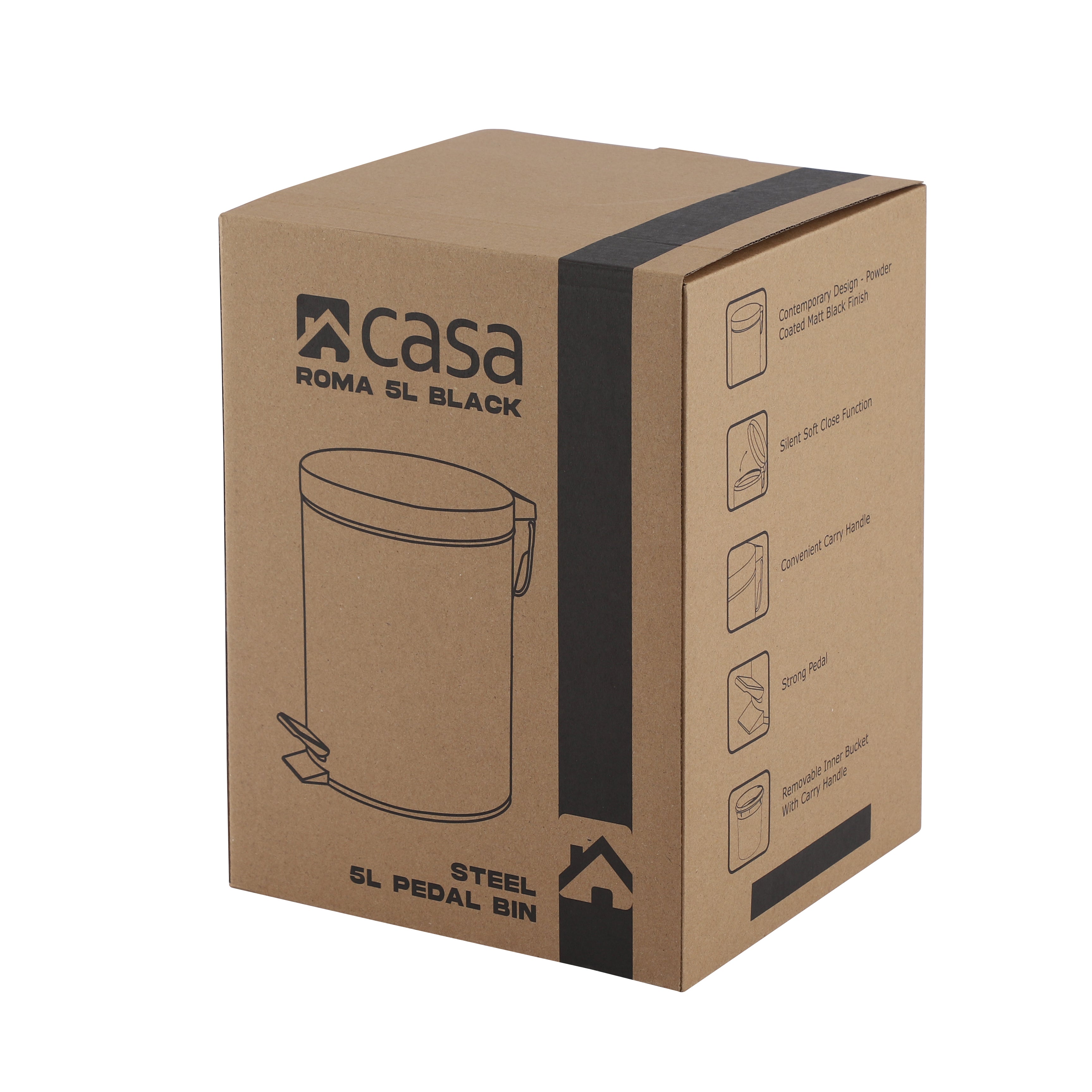 5 L Steel Pedal Bin Roma