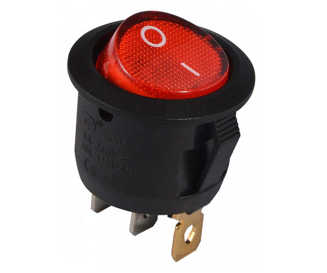 Round Rocker Switch Spst 3 P Illuminated Red Kcd1 5 101 N Rd