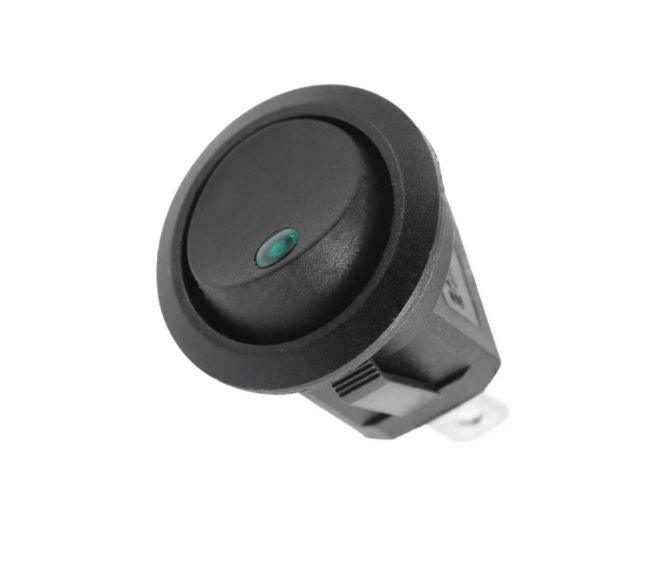 Round Rocker Switch 12 Vdc Spst W/Led Green Debulk Kcd1 8 101 En - Livestainable.co.za