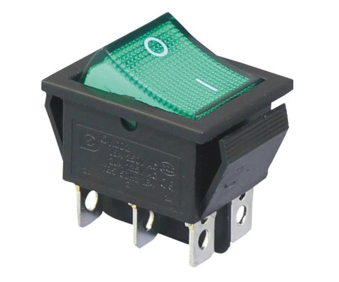 Rocker Switch Dpdt 32x25mm Green Illuminate 6 P Kcd2 2 202 N 220 V Gr - Livestainable.co.za