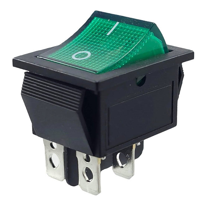 Rocker Switch Dpst Green Illuminated Kcd2 201 N C3 G B 220