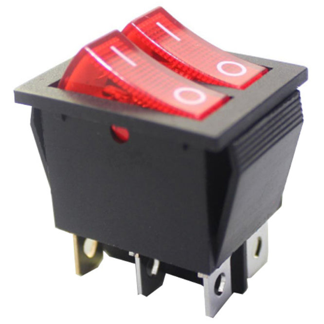 Rocker Switch Dpst Illuminated Red 15 A 250 Vac 32x25x31mm Kcd2 4 2101 N