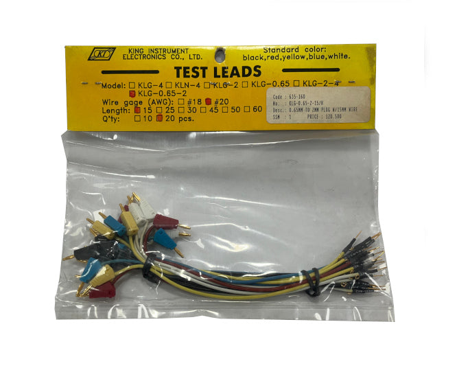 2mm Banana Plug To Pin Test Lead 10 Set 600mm Klg 0.65 2 60/H