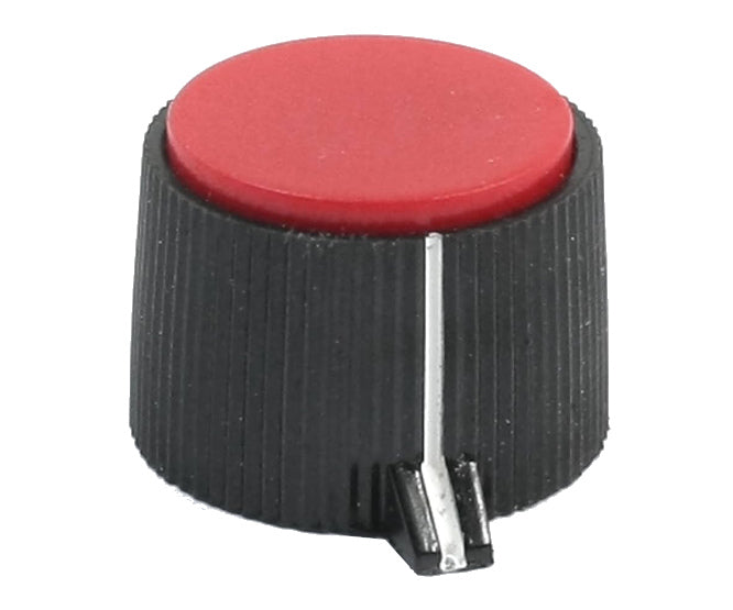 Knob Black Plastic With Red Top 19mm Kn113 B Rd