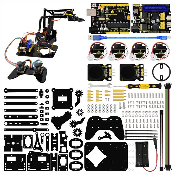 Diy 4 Dof Robot Mechanical Arm Kit For Arduino Ks0198