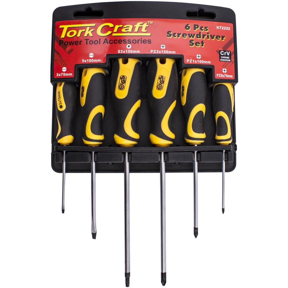 6 Pc Screwdriver Set With Wall Mountable Rack S2 Pz Sl - Livestainable.co.za