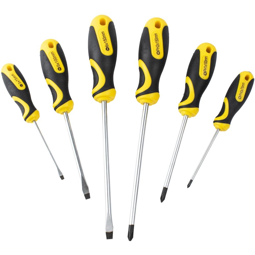 6 Pc Screwdriver Set With Wall Mountable Rack Ph Sl - Livestainable.co.za