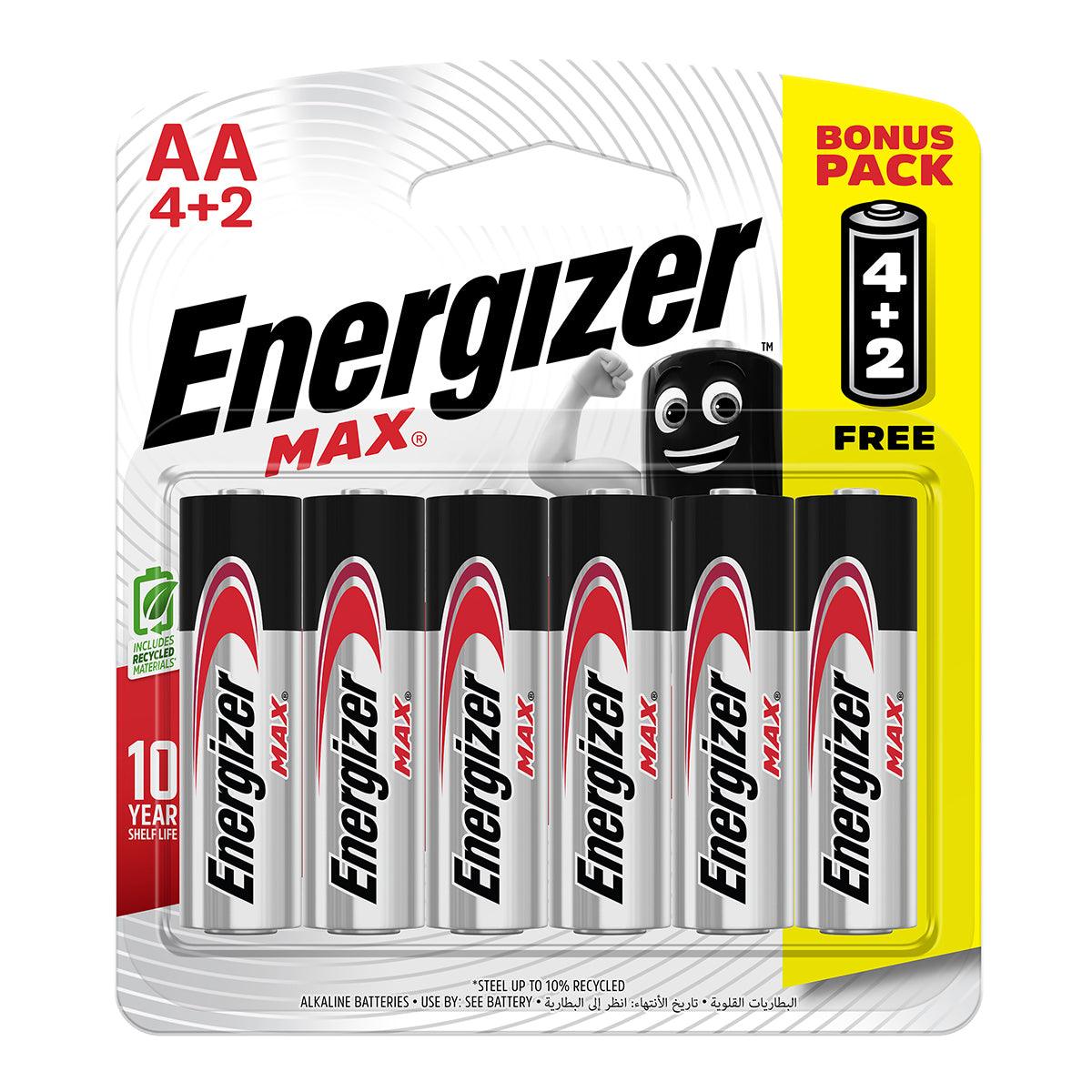 Energizer Battery Max Aa 4 + 2 Free 6 Pack - Livestainable.co.za