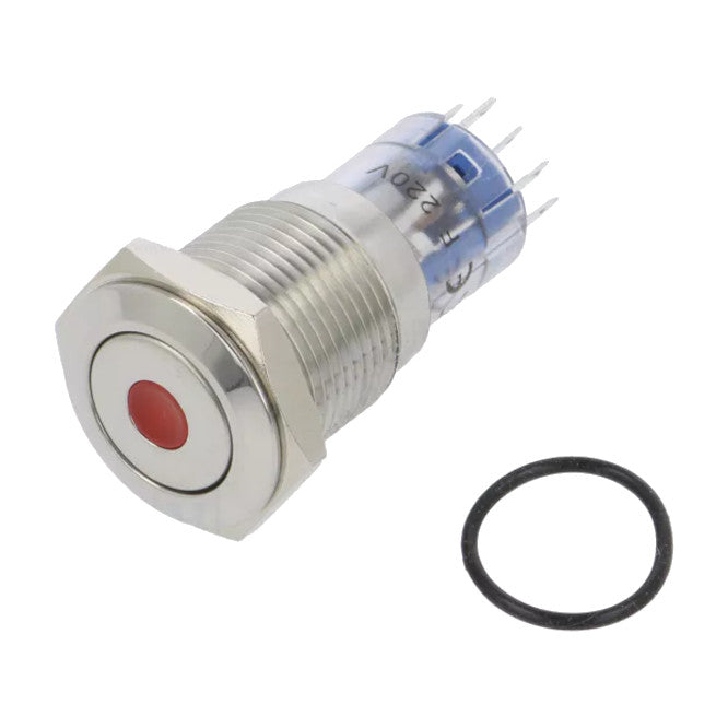Illuminated Latch Push Button Red 16 Mm Dpdt 220 V Las2 16 F 22 Dl/S Red