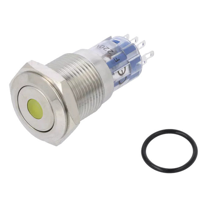 Illuminated Latch Push Button Yellow 16 Mm Dpdt 12 V Las2 16 F 22 Dl/S 12 V