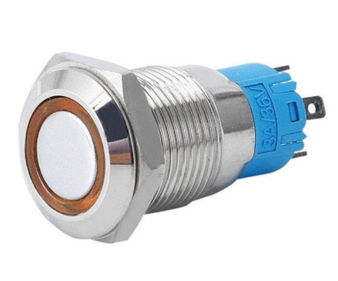 Push Button Switch 1x No/Nc Spdt 5 A 12 V M19 D=22 L=35 Latching Amber Debulk Las3 19 F W11 El Abmer