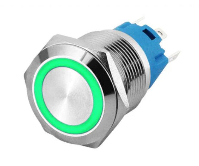 Push Button Switch 1x No/Nc Spdt 5 A 12 V M19 D=22 L=35 Latching Green Las3 19 F W11 El Green - Livestainable.co.za