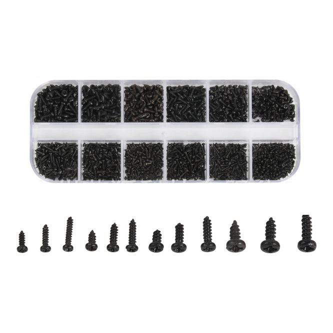 Assortmemt Of 1200pcs Black Screws M1 To M1.7 12 Sizes Lh010963