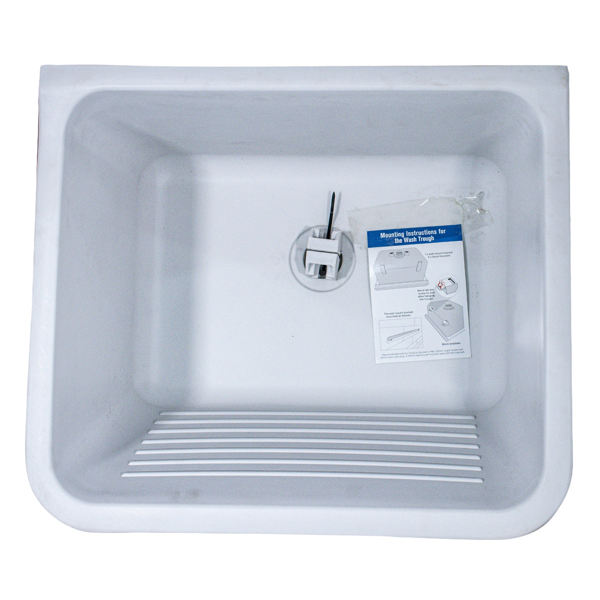 Wash Trough Single Bowl Pvc White Incl Bracket
